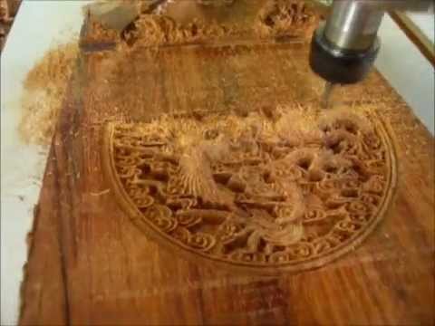 Khắc hoa văn Long Phụng 3D trên gỗ